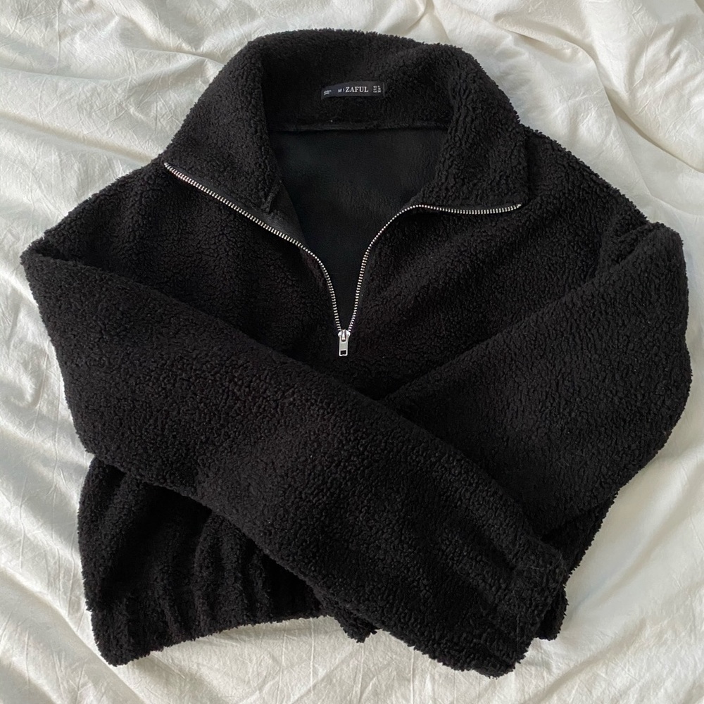 ❌SOLD❌ Fuzzy Quarter Zip Jacket - Picture 2 of 5